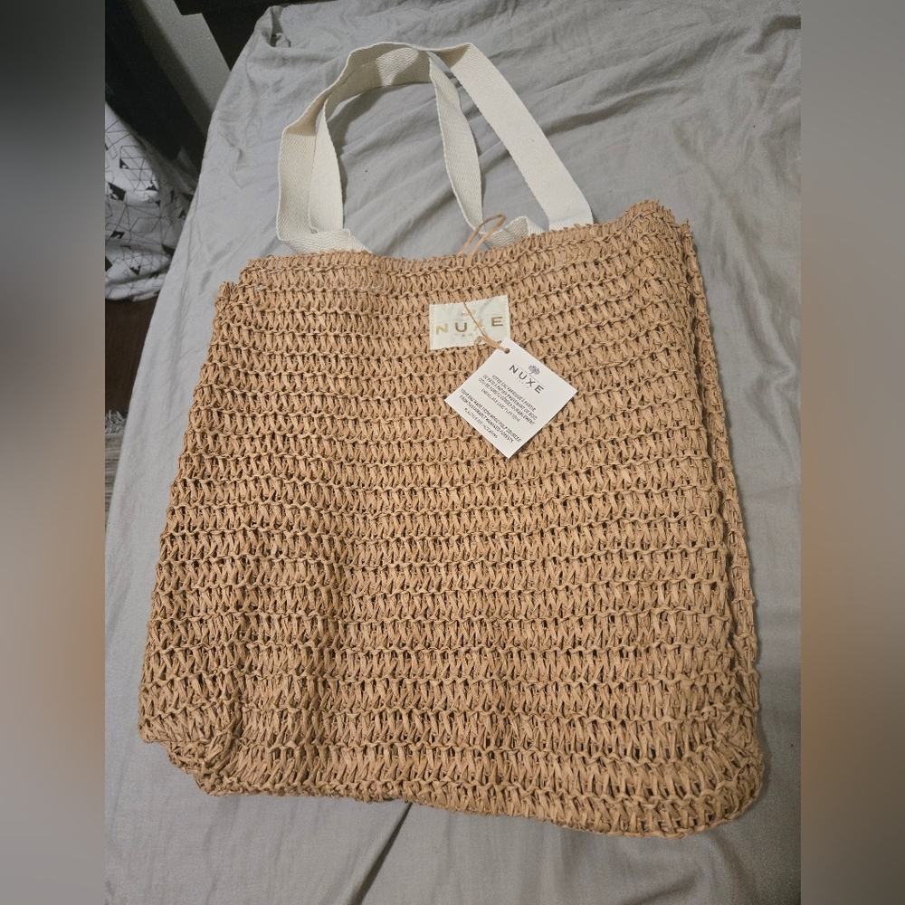 NUX Tan Woven Tote Bag